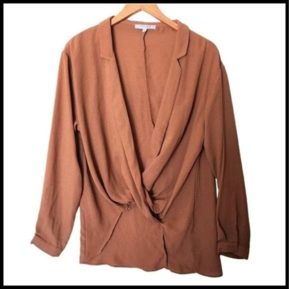 Favlux Fashion Shirt Twist Cross Open Low Hi Brown L Large